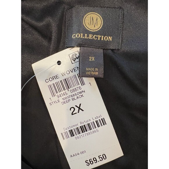 NWT JM Collection Black Sheer Overlay Short Sleeve Chiffon Blouse Plus Size 2X - Picture 6 of 8